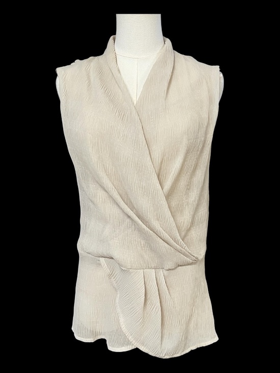 Donna Karan Tops - EUC Donna Karan Cream Crinkle Faux Wrap Peplum Blouse | Size XL